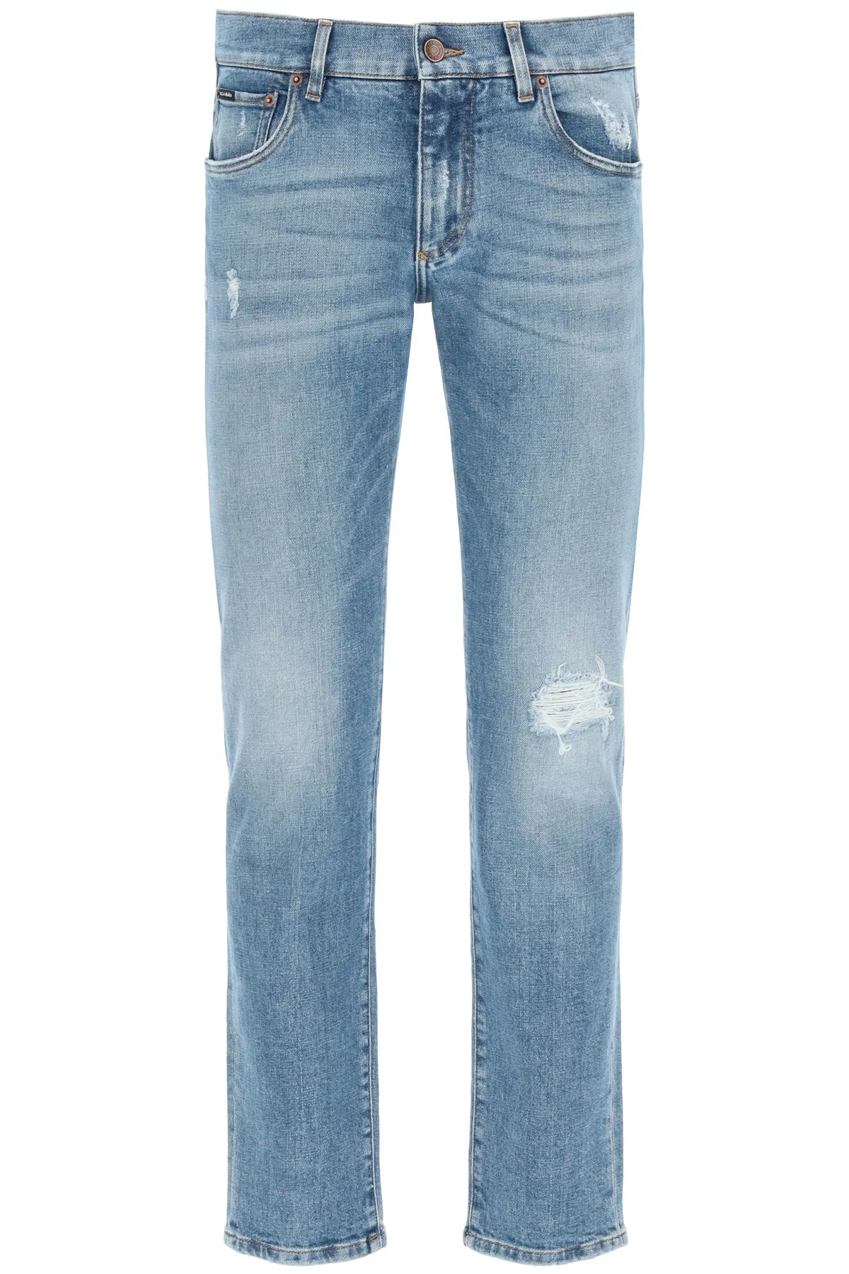 Dolce & Gabbana Distressed Straight-Leg Jeans