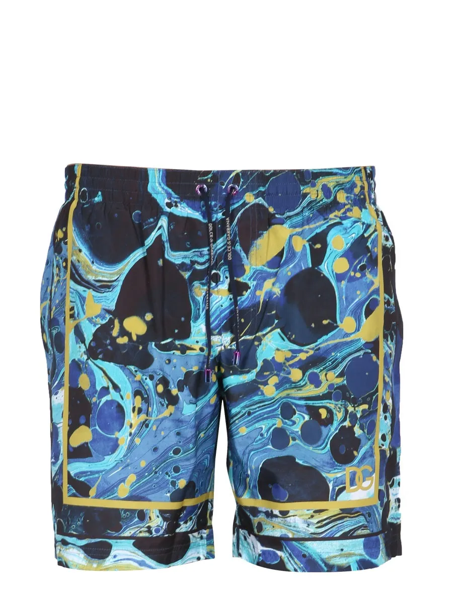 Dolce & Gabbana Graphic Printed Drawstring Swim Shorts