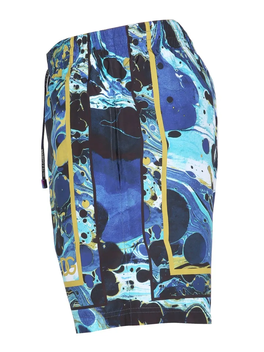 Dolce & Gabbana Graphic Printed Drawstring Swim Shorts