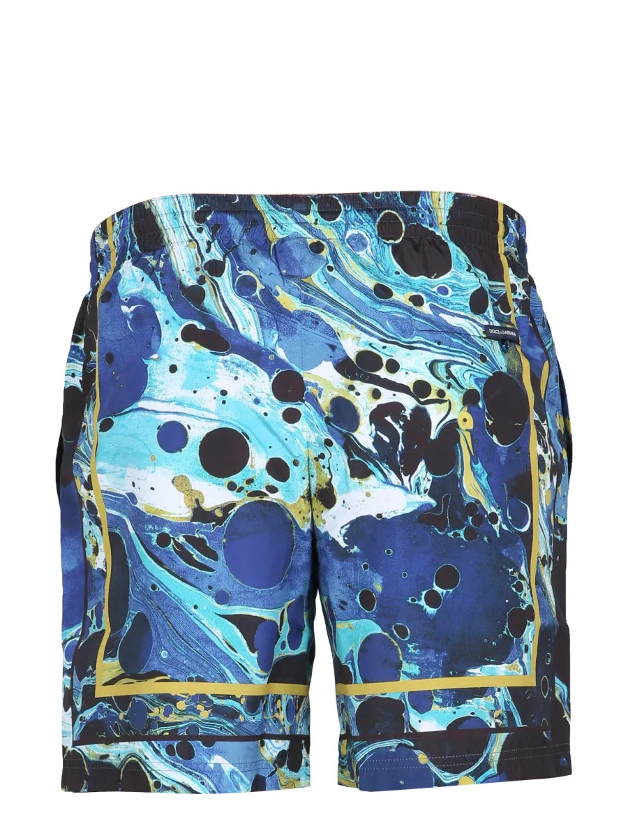 Dolce & Gabbana Graphic Printed Drawstring Swim Shorts