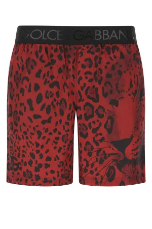 Dolce & Gabbana Leopard Printed Mid-Length Swim Trunks