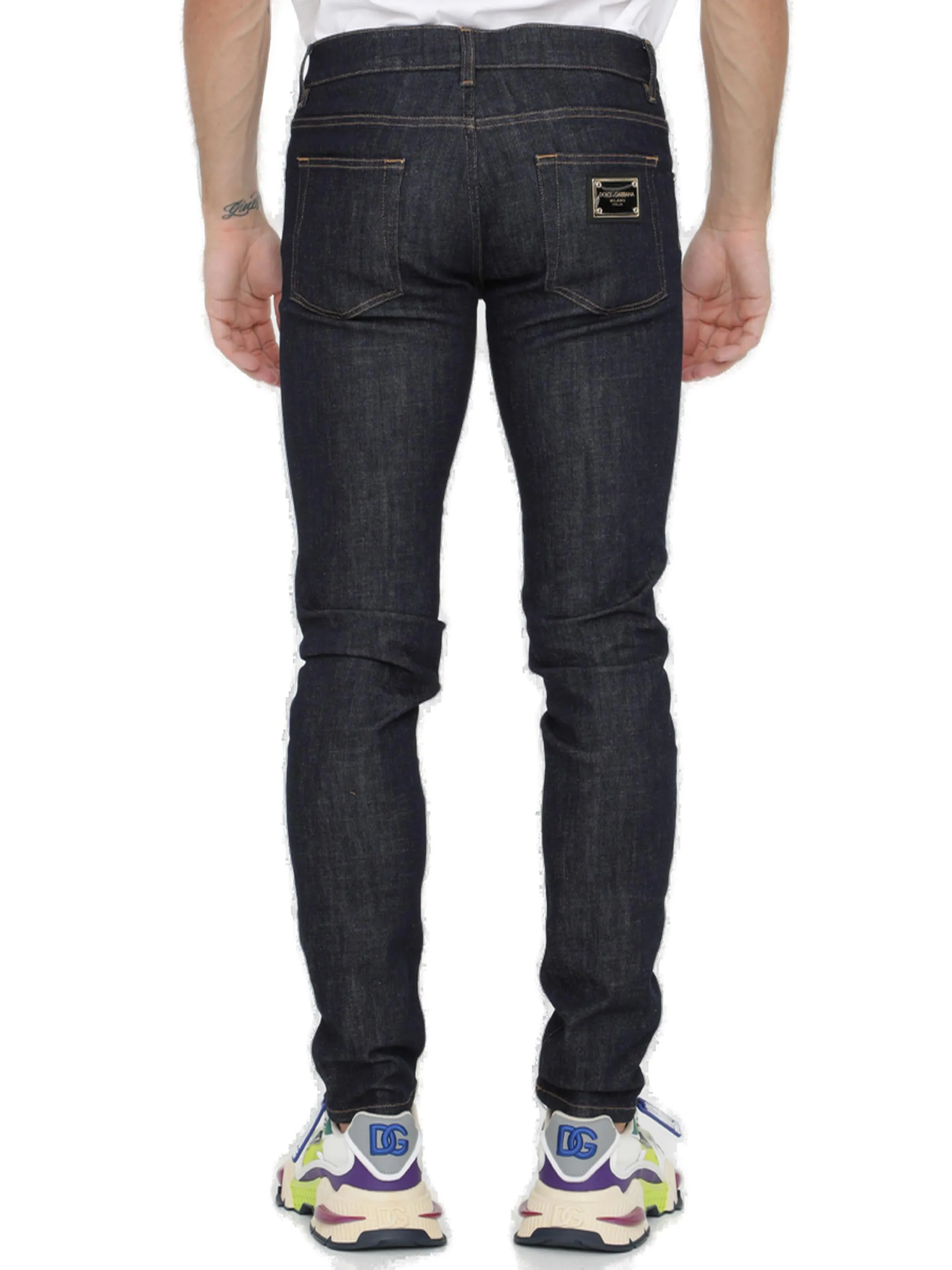 Dolce & Gabbana Logo Detailed Skinny-Fit Jeans