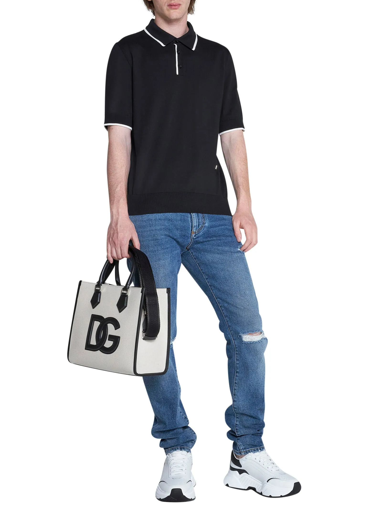 Dolce & Gabbana Logo Plaque Short-Sleeved Polo Shirt