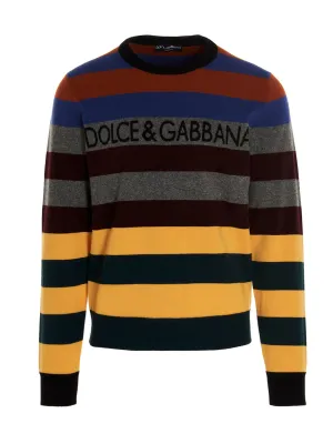 Dolce & Gabbana Logo Striped Knit Sweater