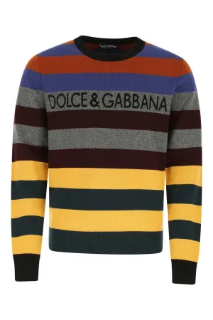 Dolce & Gabbana Logo Striped Knit Sweater