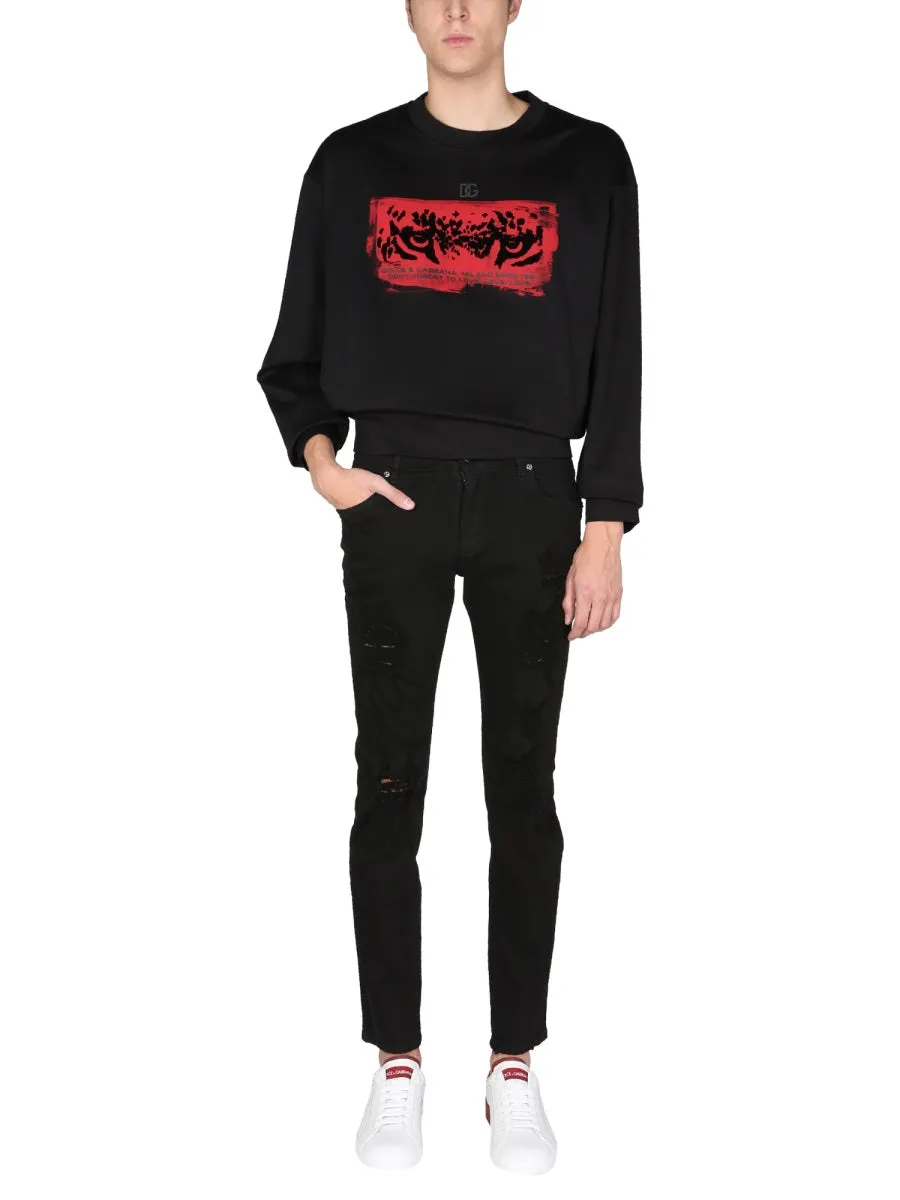 Dolce & Gabbana Low-Rise Distressed Skinny Jeans
