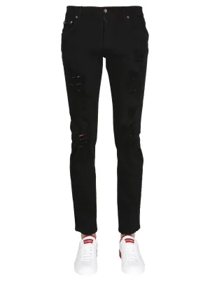 Dolce & Gabbana Low-Rise Distressed Skinny Jeans