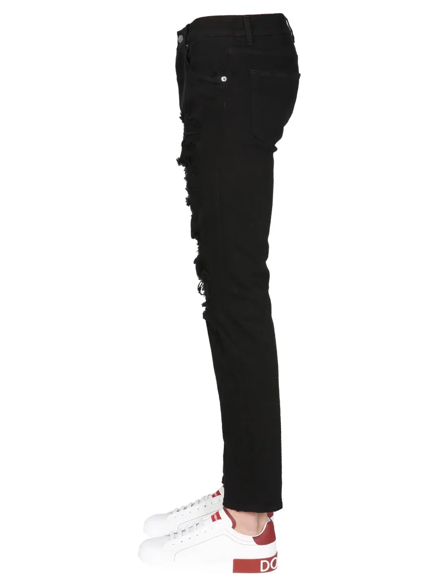Dolce & Gabbana Low-Rise Distressed Skinny Jeans