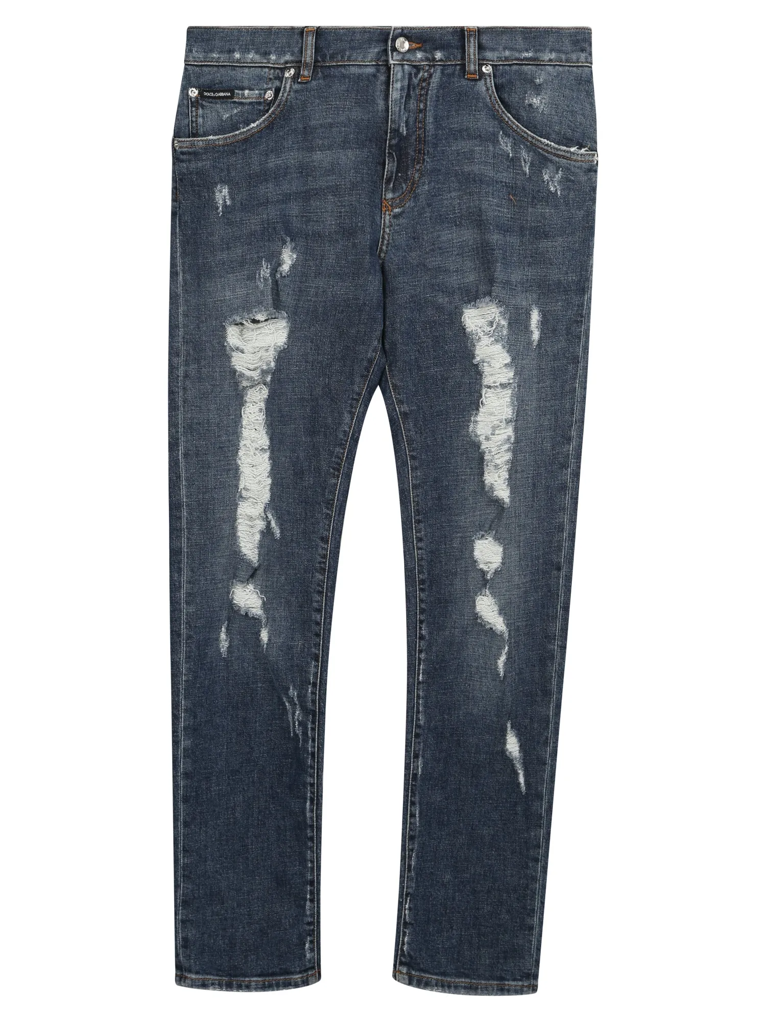 Dolce & Gabbana Repaired Rips Slim-Fit Stretch Jeans