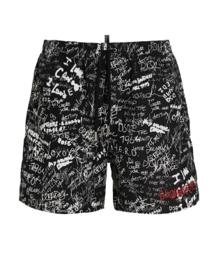 Dsquared2 Allover Graffiti Printed Swim Shorts