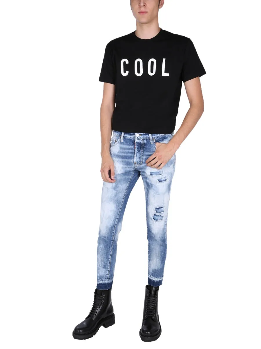 Dsquared2 Bleach Effect Cropped Jeans