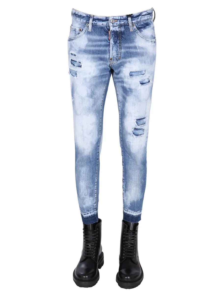 Dsquared2 Bleach Effect Cropped Jeans