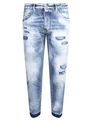 Dsquared2 Bleach Effect Cropped Jeans