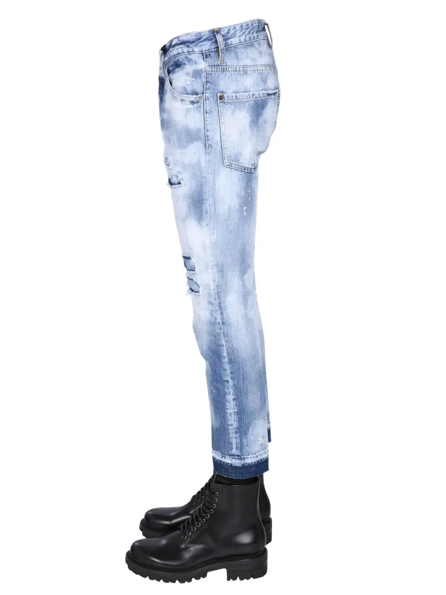 Dsquared2 Bleach Effect Cropped Jeans