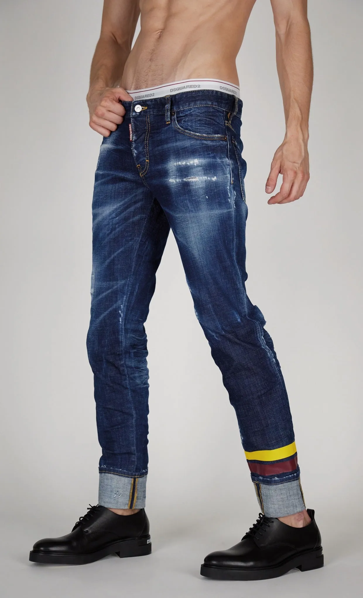 Dsquared2 Distressed Turn-Up Hem Jeans