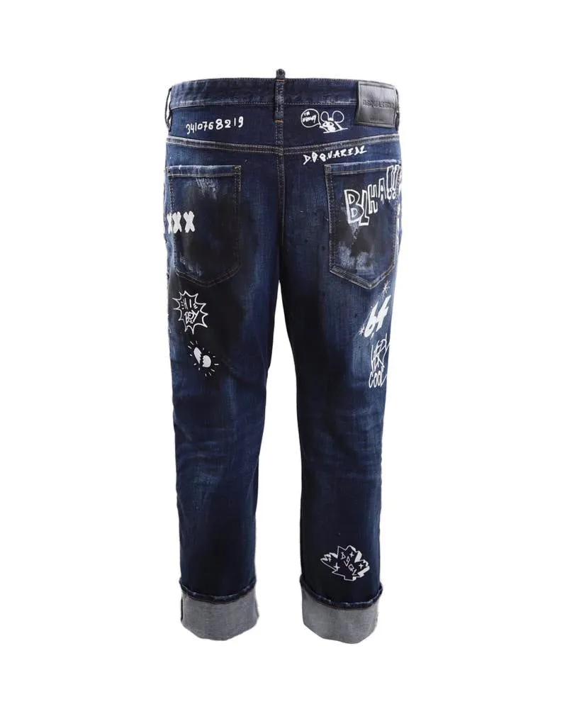 Dsquared2 Graffiti Printed Logo Patch Jeans