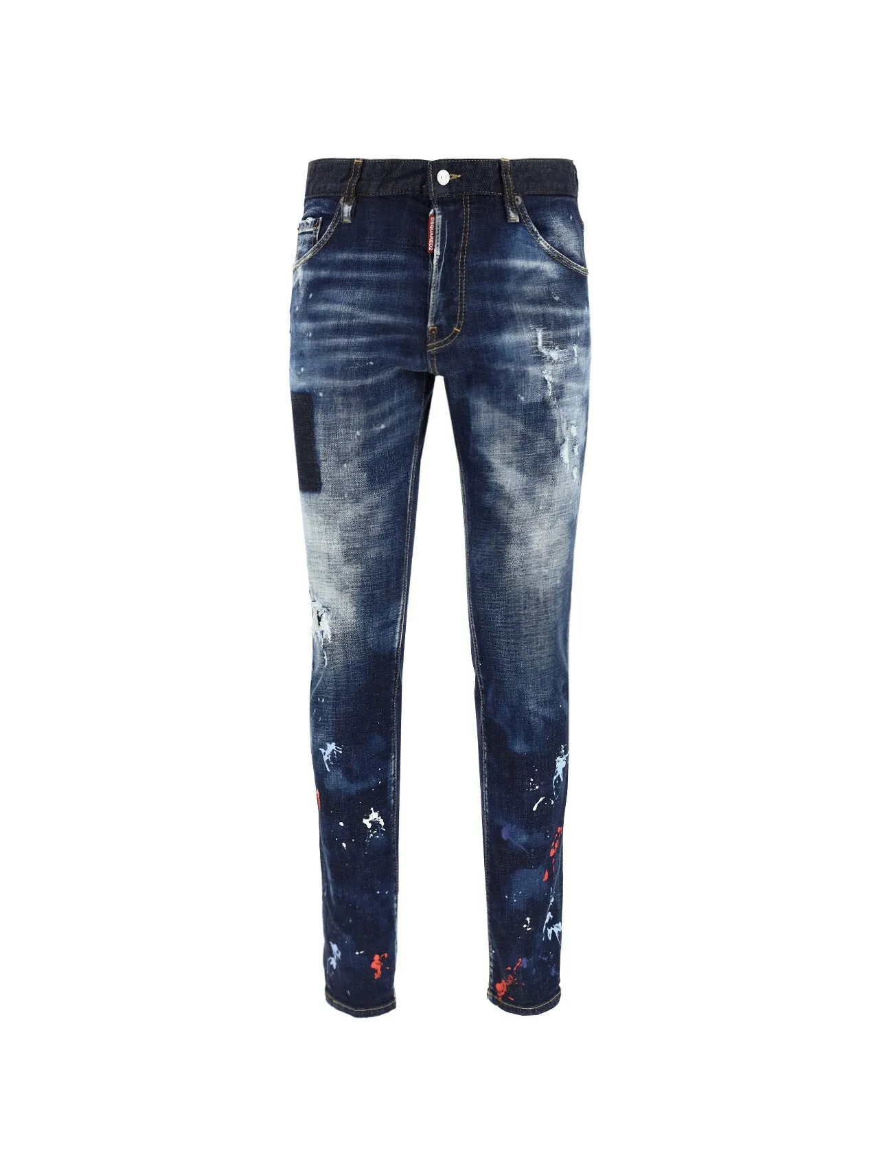 Dsquared2 Logo Patch Stained-Effect Jeans