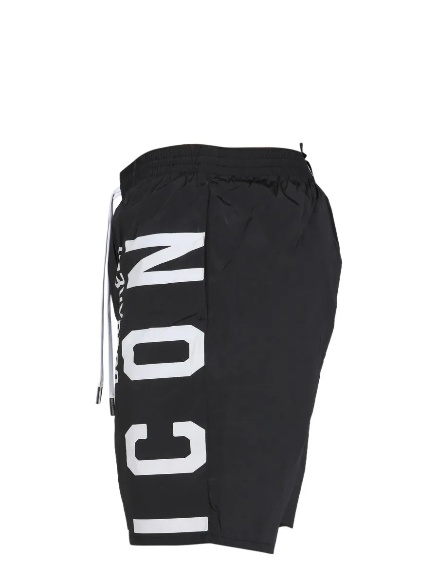 Dsquared2 Logo Print Drawstring Swim Shorts