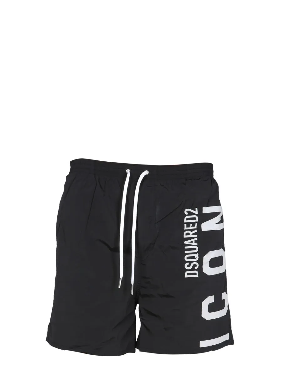 Dsquared2 Logo Print Drawstring Swim Shorts