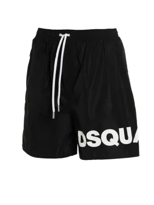 Dsquared2 Logo Print Drawstring Swim Shorts