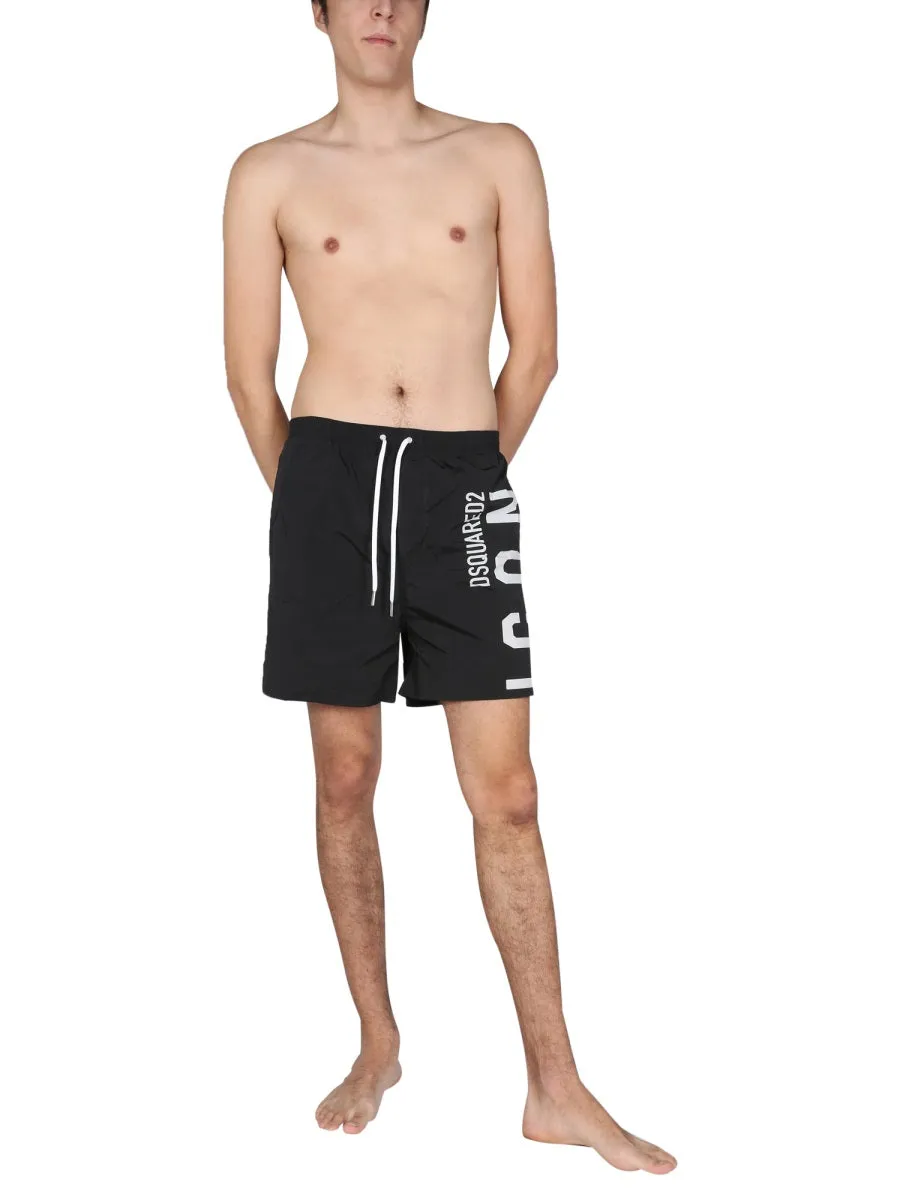 Dsquared2 Logo Print Drawstring Swim Shorts