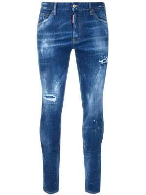 Dsquared2 Logo Printed Distressed Effect Jeans