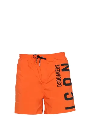Dsquared2 Logo Printed Straight Leg Swim Shorts