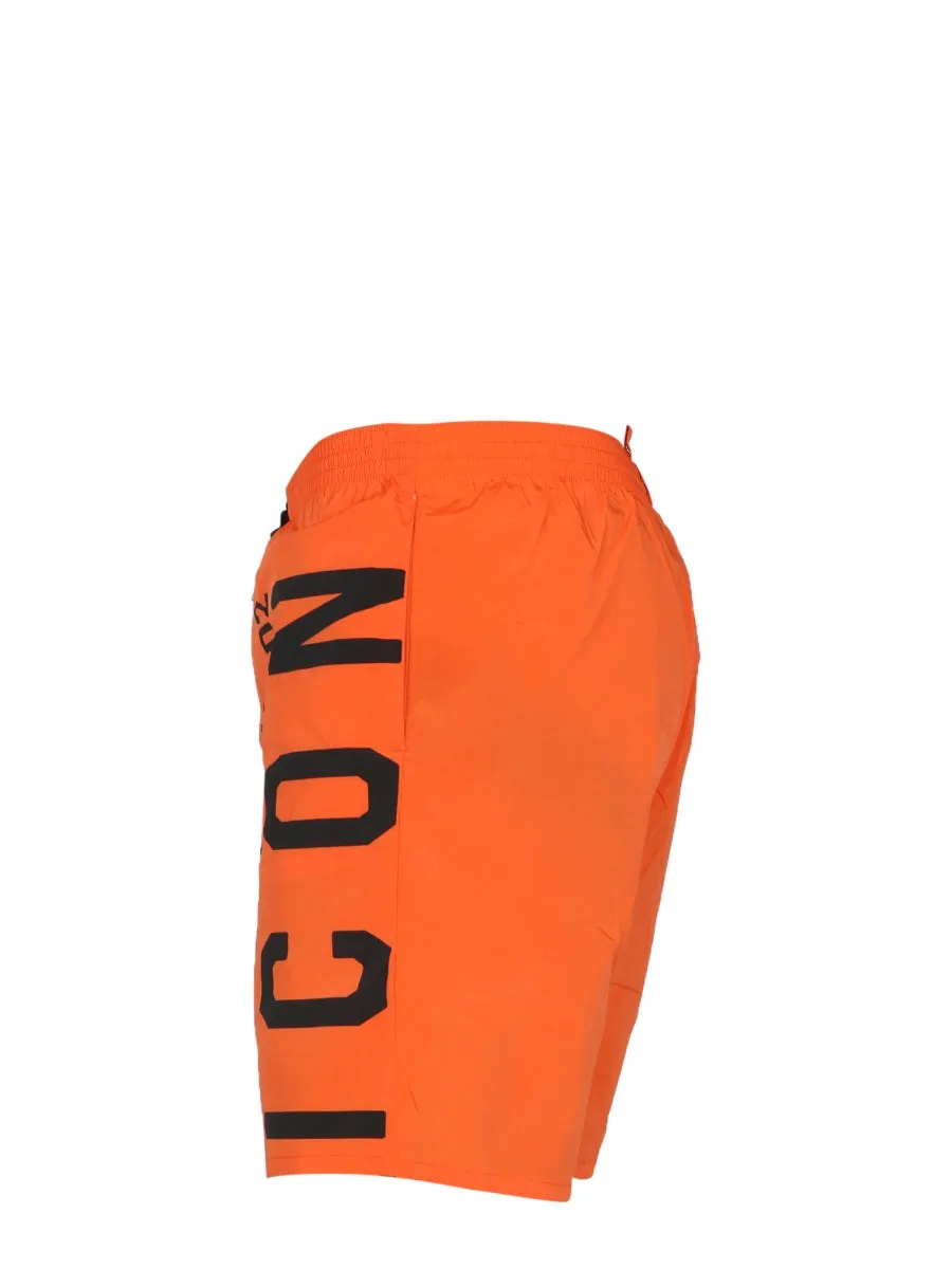 Dsquared2 Logo Printed Straight Leg Swim Shorts
