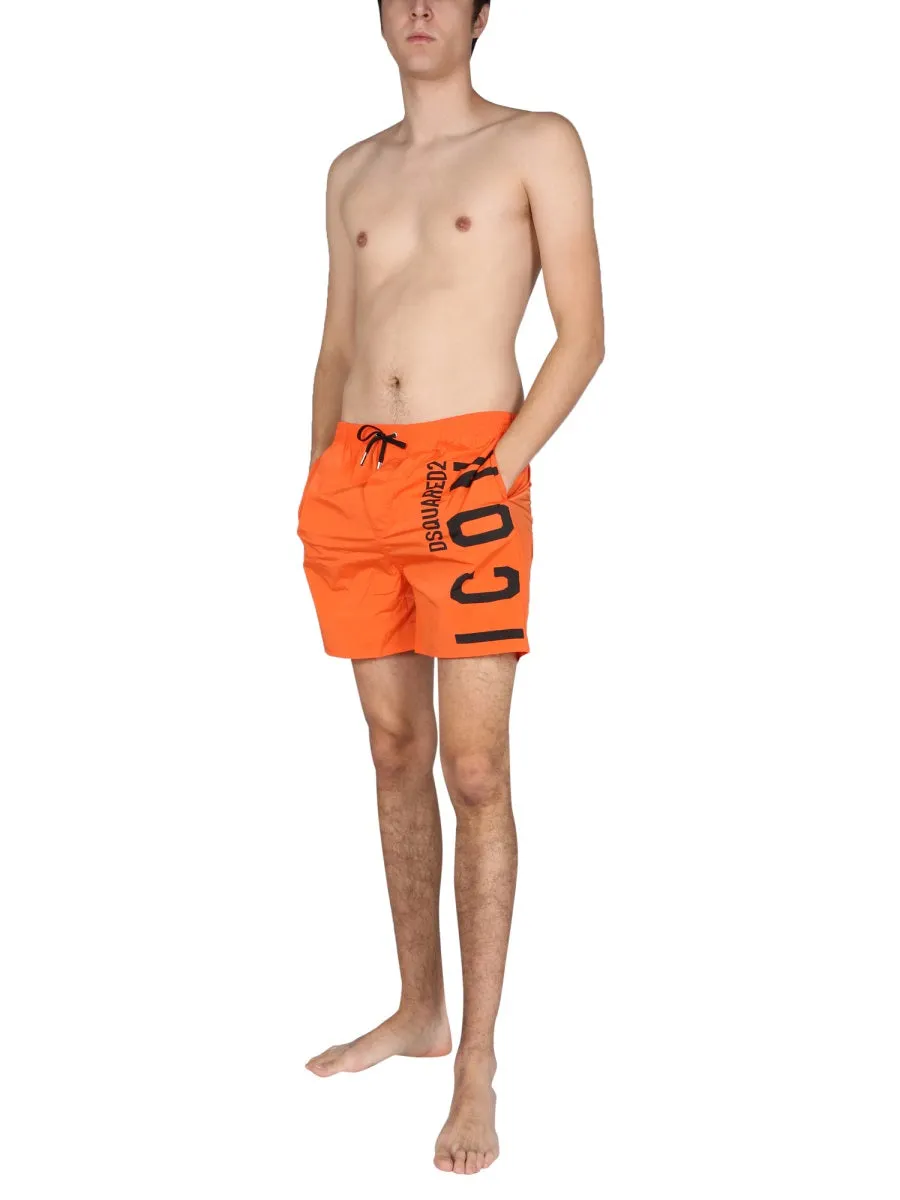 Dsquared2 Logo Printed Straight Leg Swim Shorts