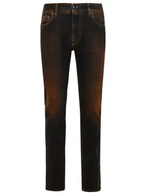 Etro Faded Logo Patch Jeans