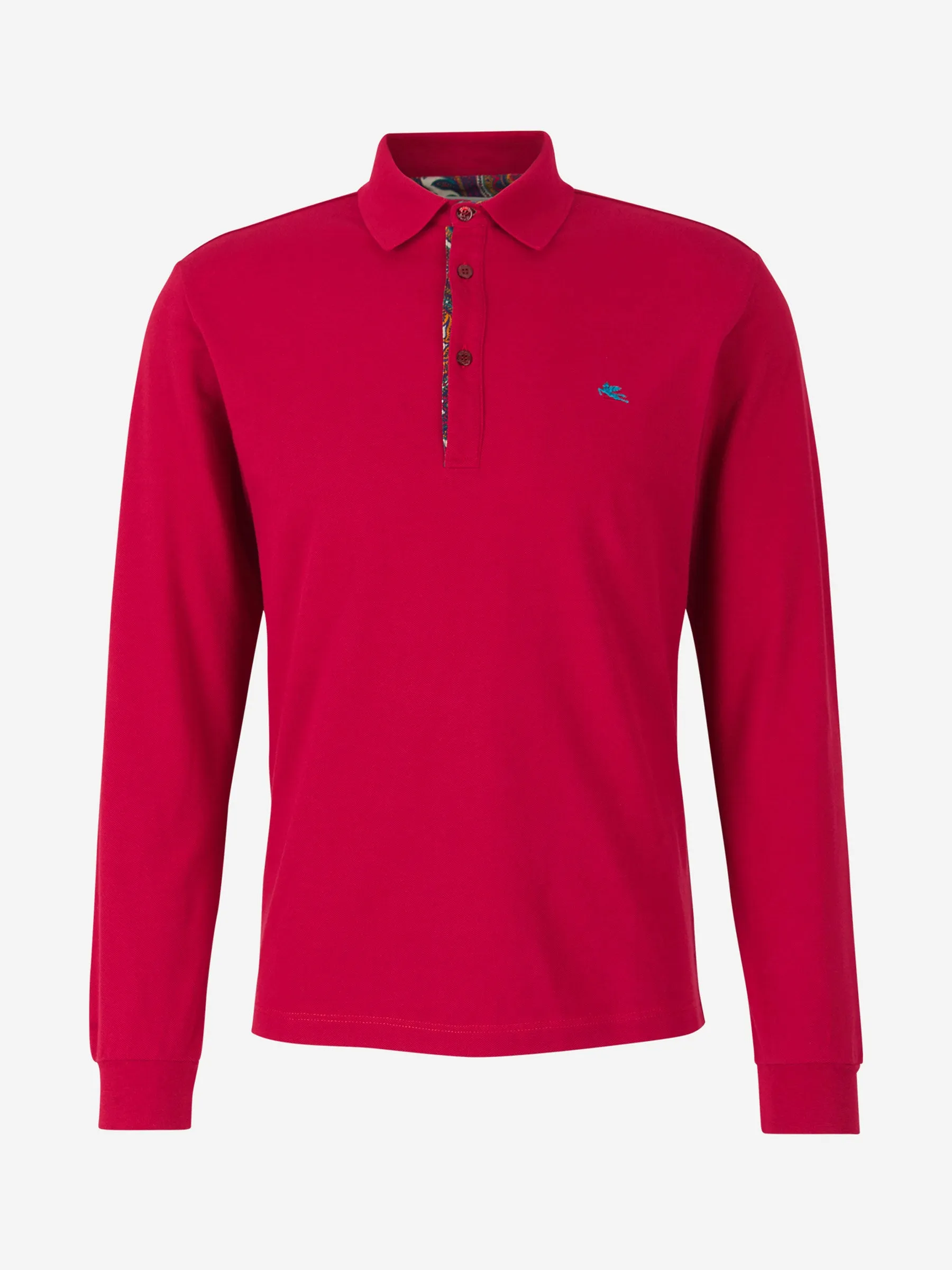 Etro Long Sleeve Logo Embroidered Polo Shirt