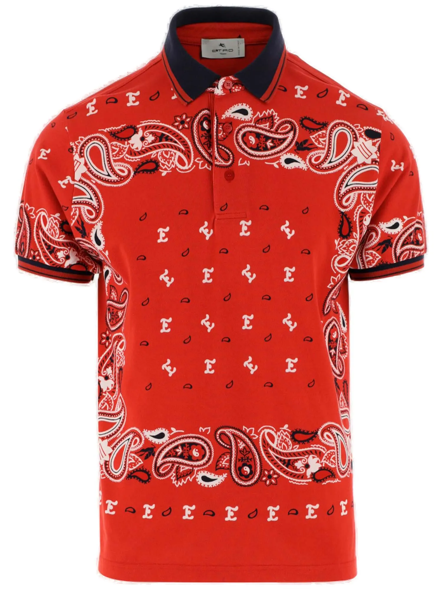Etro Short-Sleeve Pattern Printed Polo Shirt