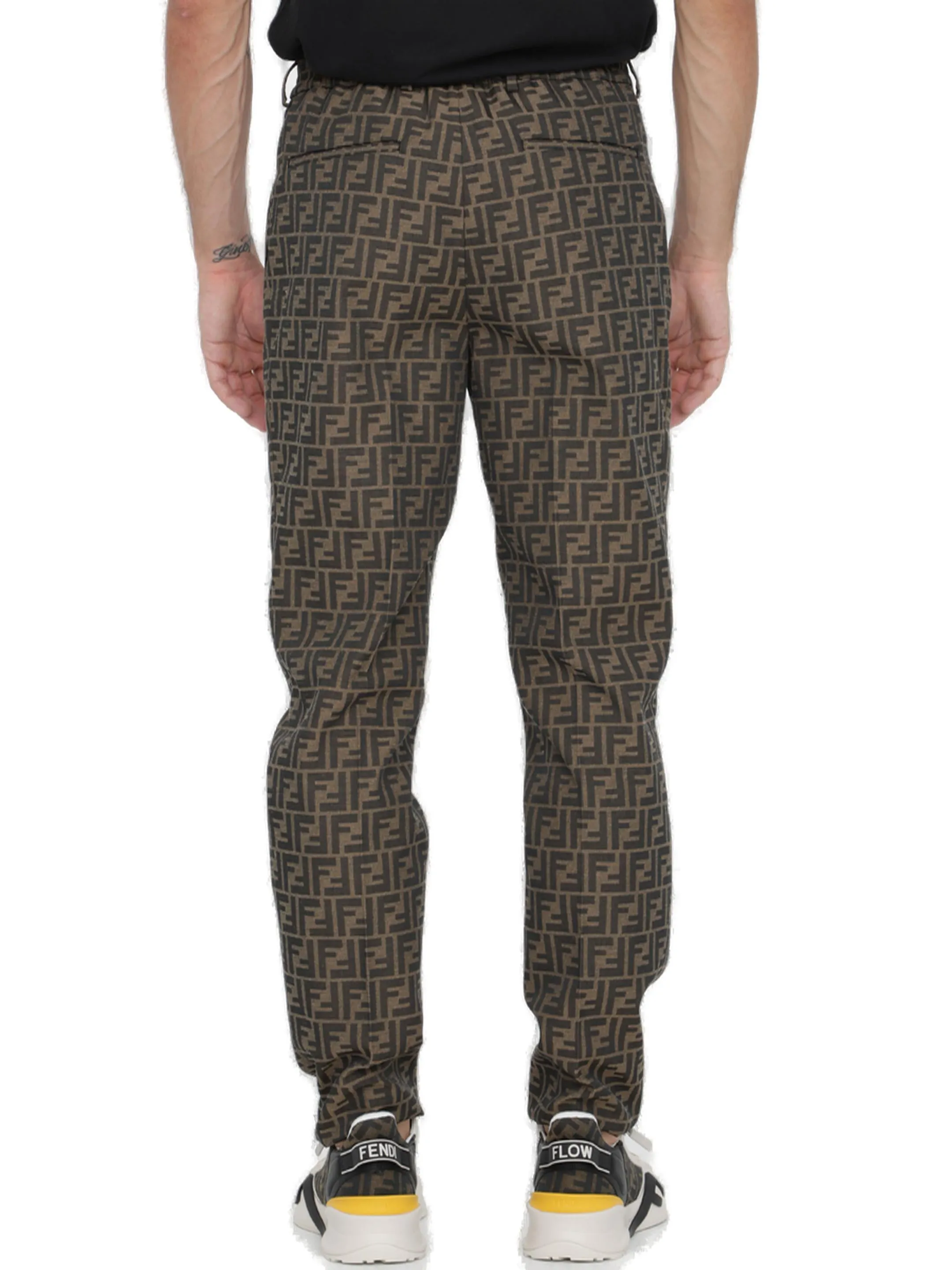 Fendi All-Over Monogram Pleated Pants