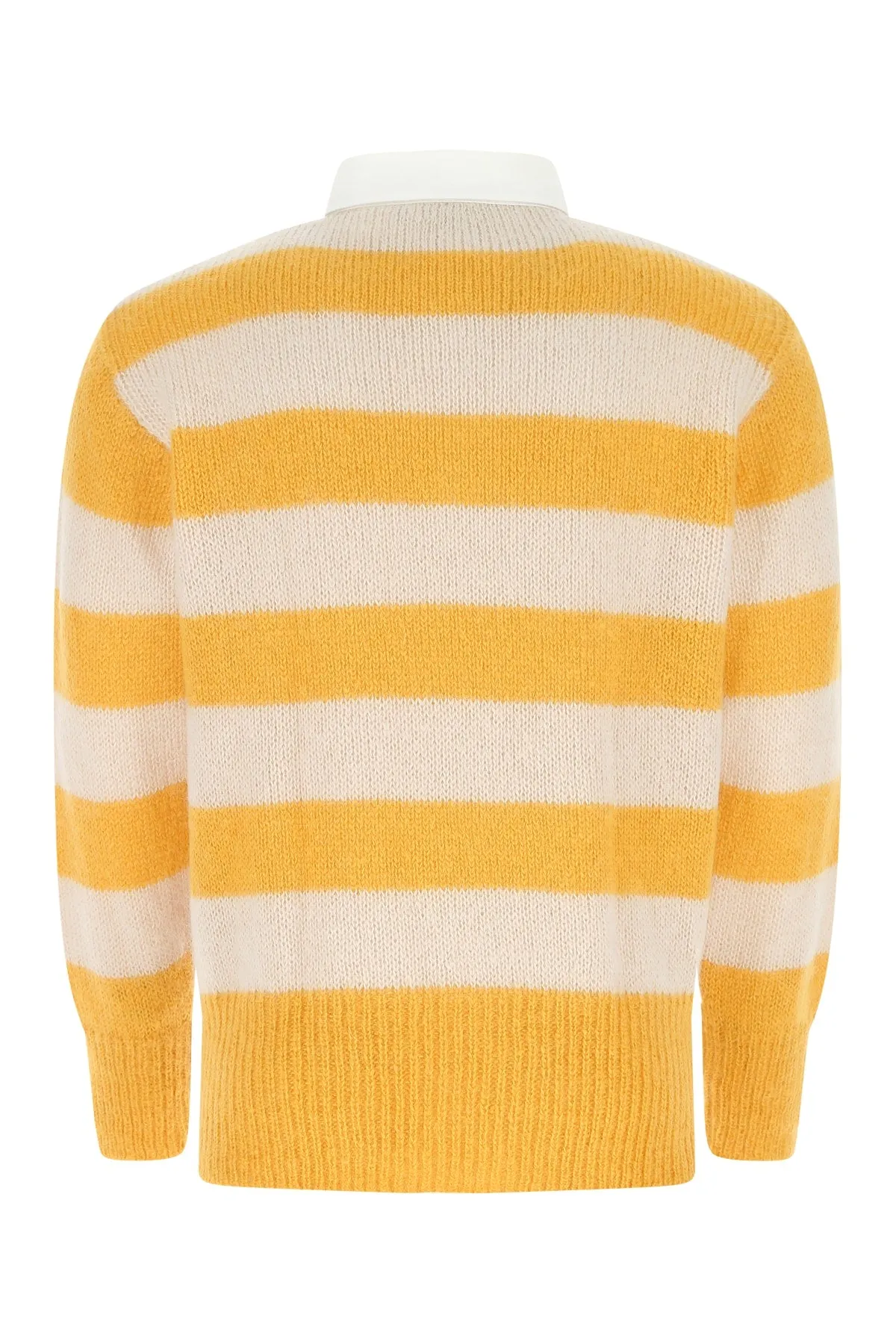 Fendi Stripe Long-Sleeved Knit Polo Shirt