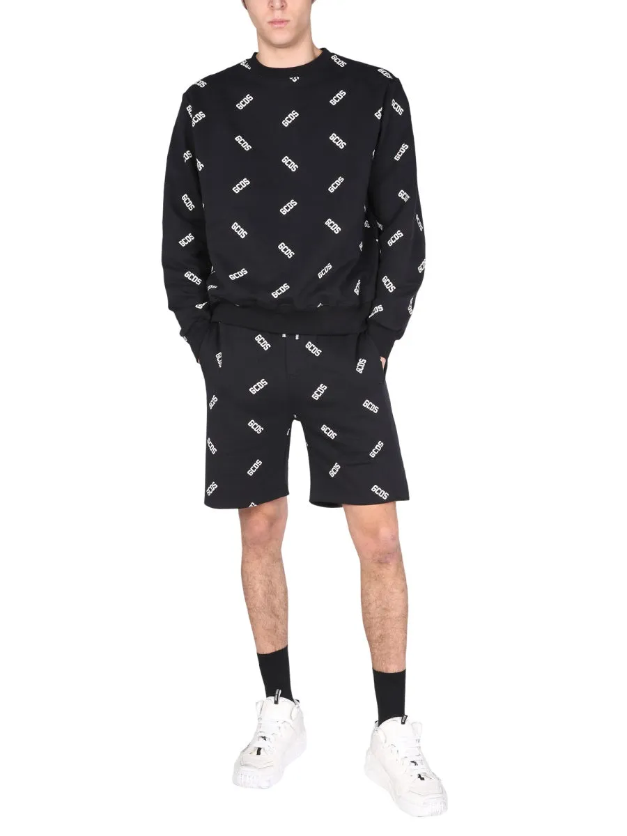 GCDS All-Over Logo Printed Bermuda Shorts