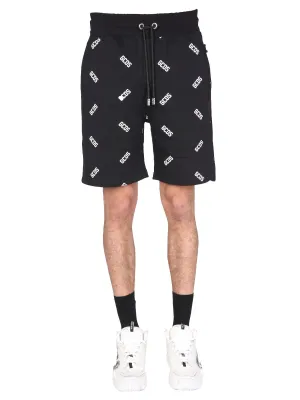 GCDS All-Over Logo Printed Bermuda Shorts