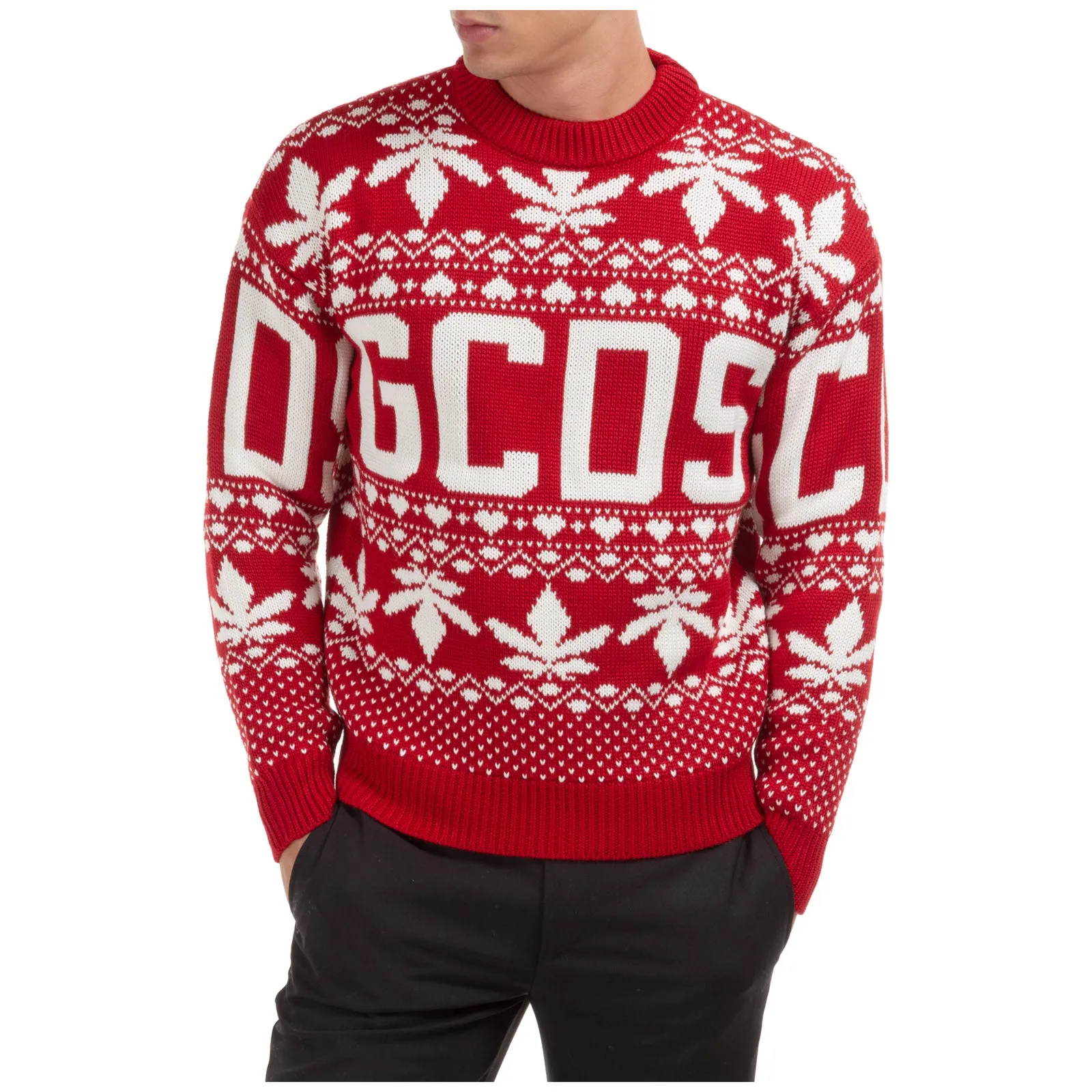 GCDS Christmas Logo Intarsia Crewneck Sweater