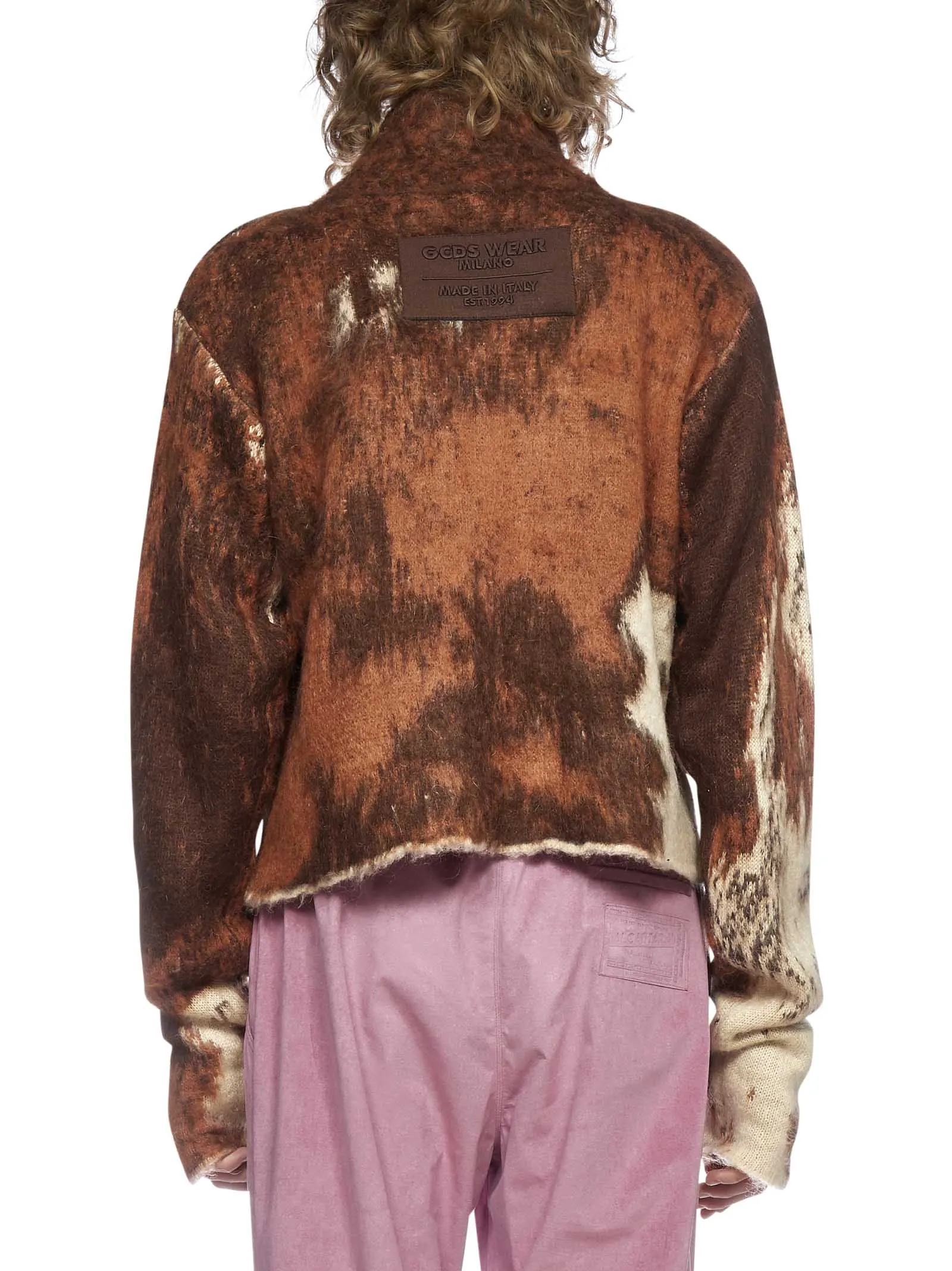 GCDS Cow Print High-Neck Sweater