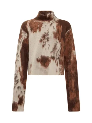 GCDS Cow Print High-Neck Sweater