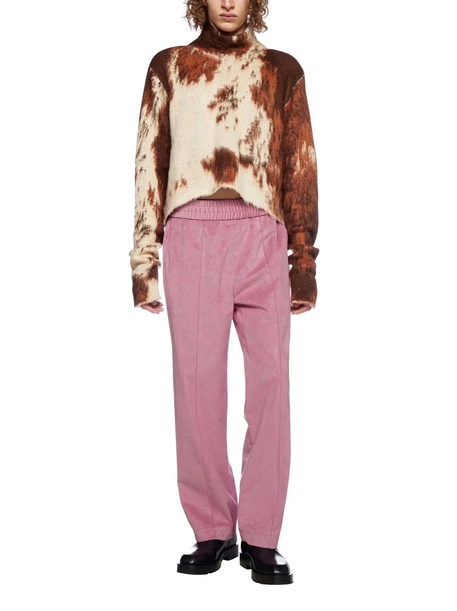 GCDS Cow Print High-Neck Sweater