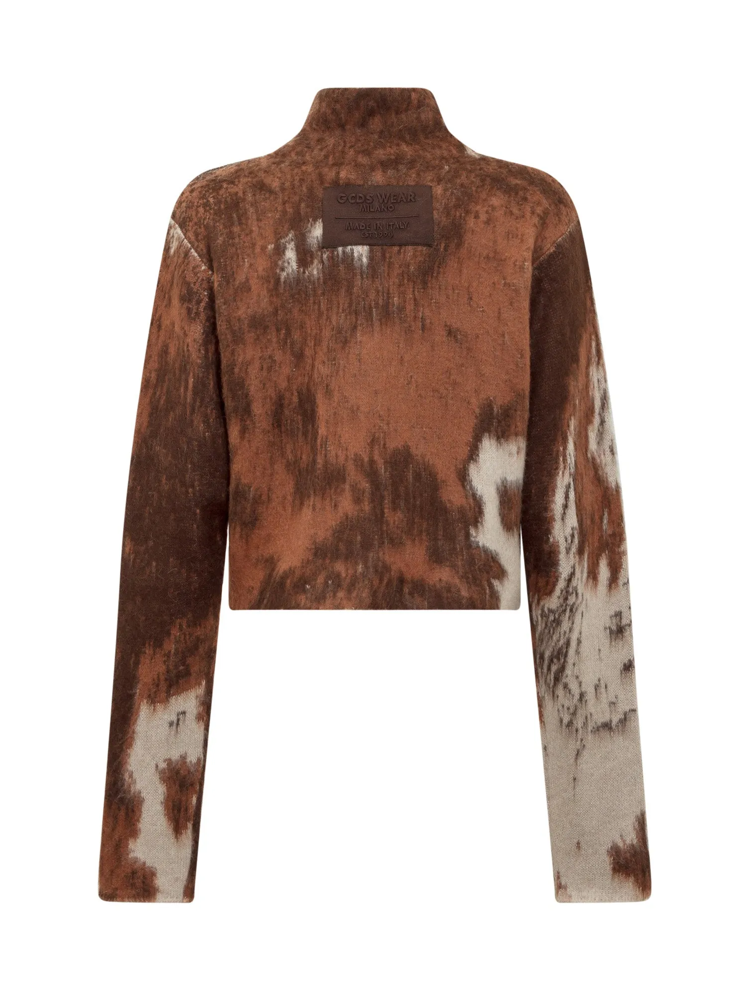 GCDS Cow Print High-Neck Sweater