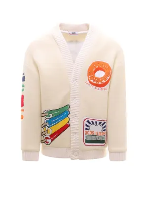 GCDS Embroidered V-Neck Knitted Cardigan
