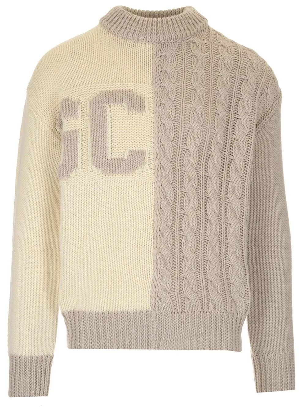 GCDS Logo Intarsia Cable Knit Sweater