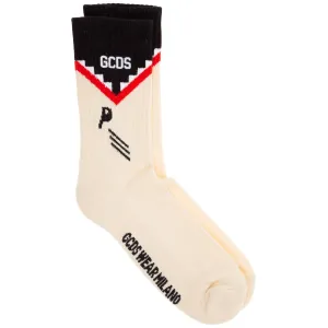 GCDS Logo Intarsia Ribbed Knit Socks