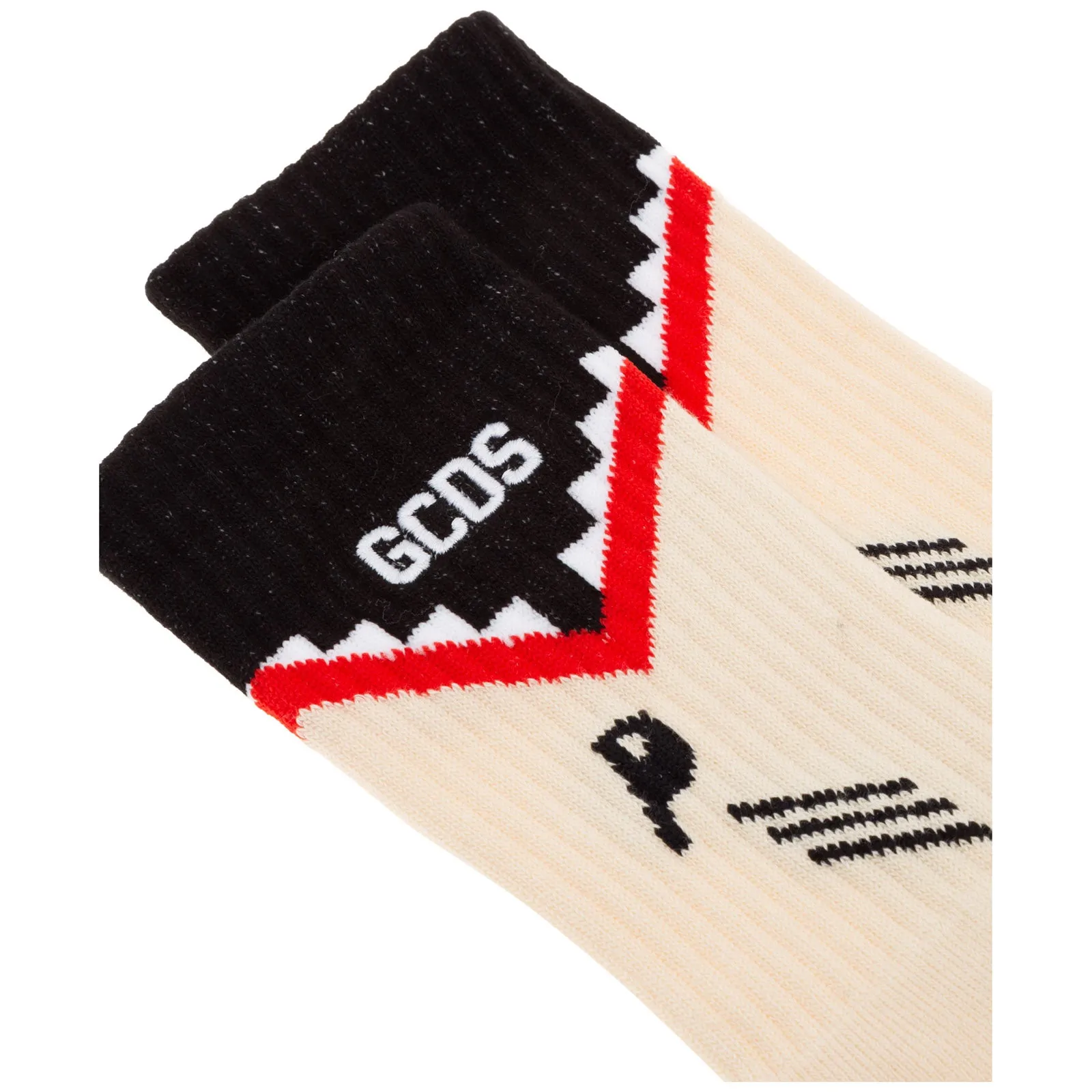 GCDS Logo Intarsia Ribbed Knit Socks