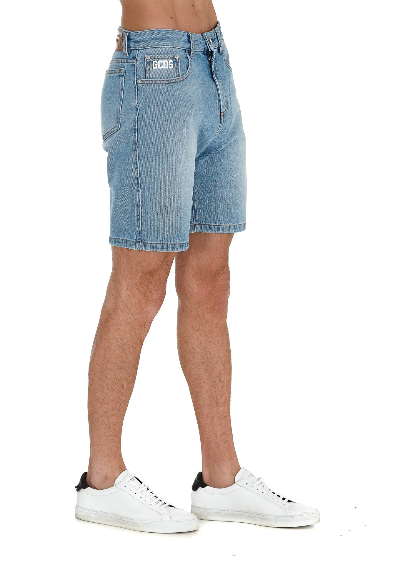 GCDS Logo Patch Denim Shorts