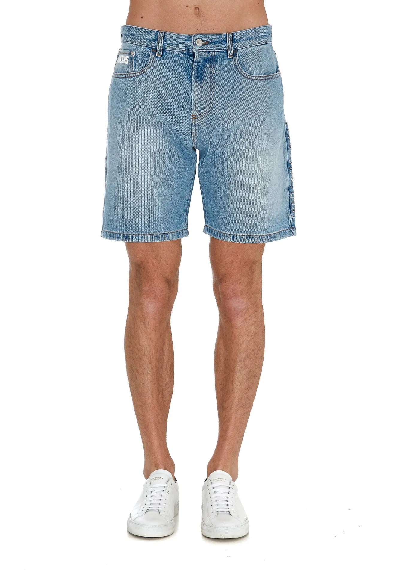 GCDS Logo Patch Denim Shorts