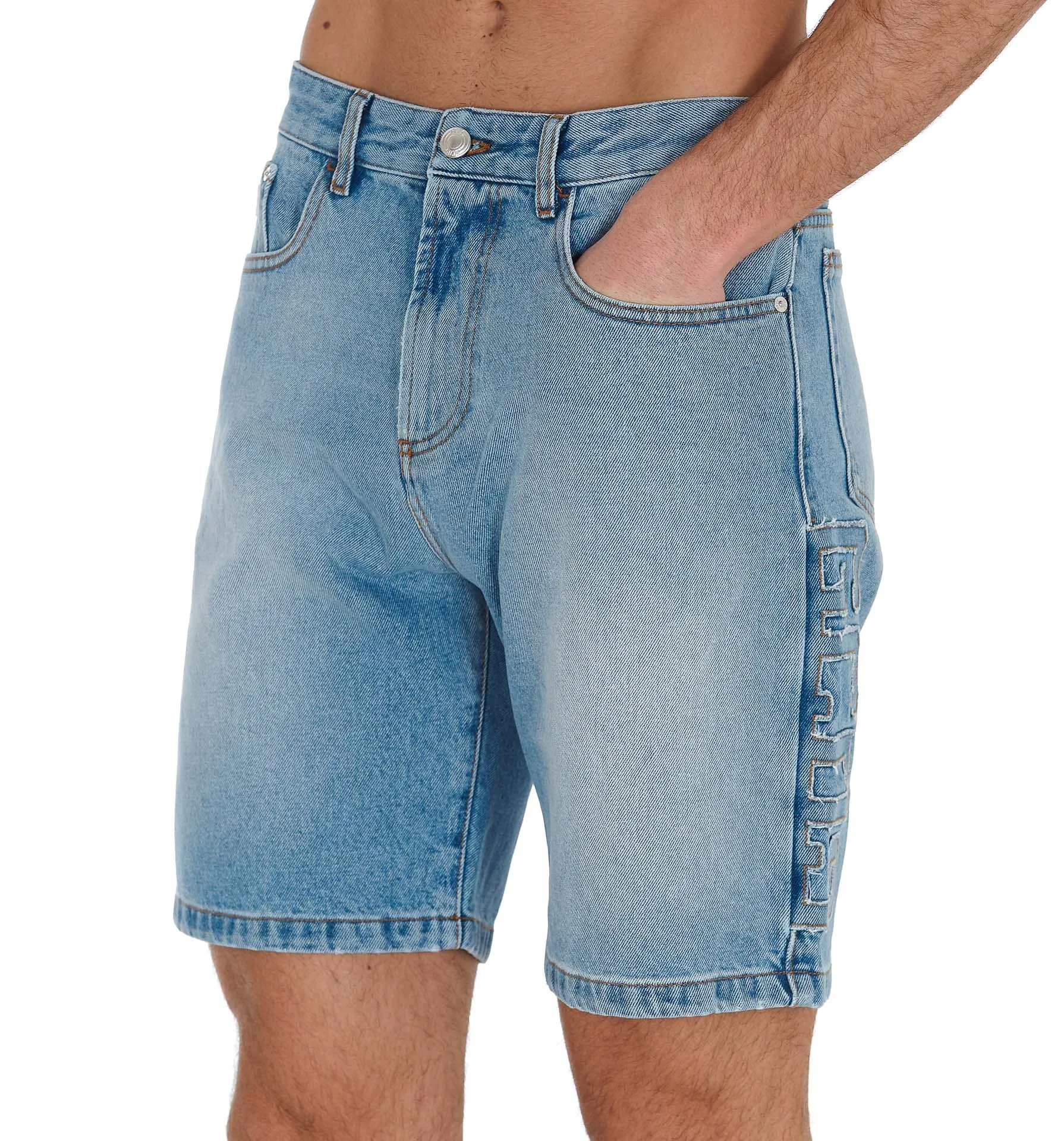 GCDS Logo Patch Denim Shorts