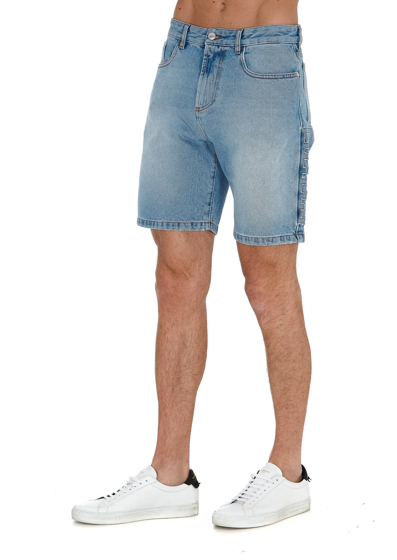 GCDS Logo Patch Denim Shorts