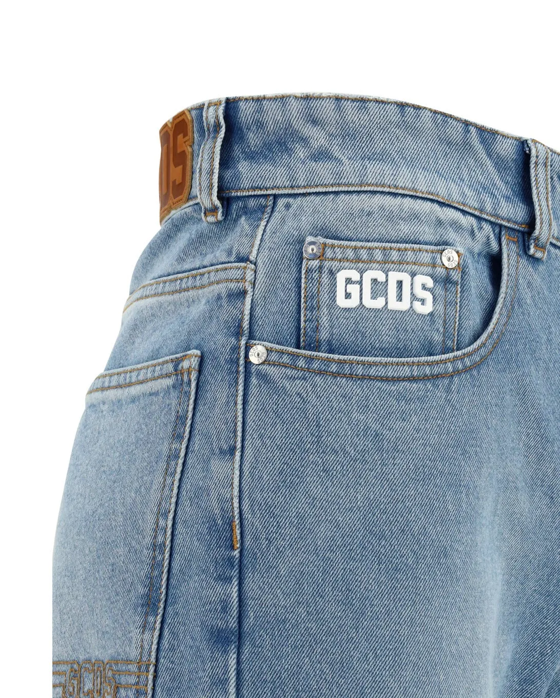 GCDS Logo Patch Straight Leg Jeans